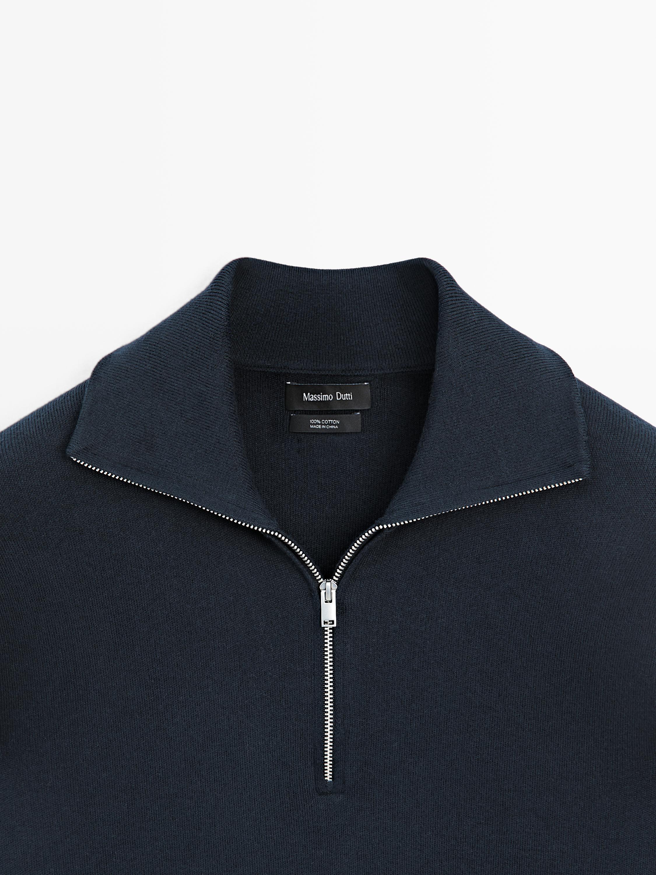 Knit 100% cotton quarter-zip sweater